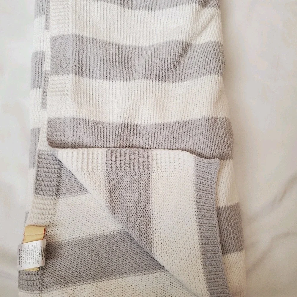 HARPER CANYON Knit baby blanket lovey Grey‎ white striped